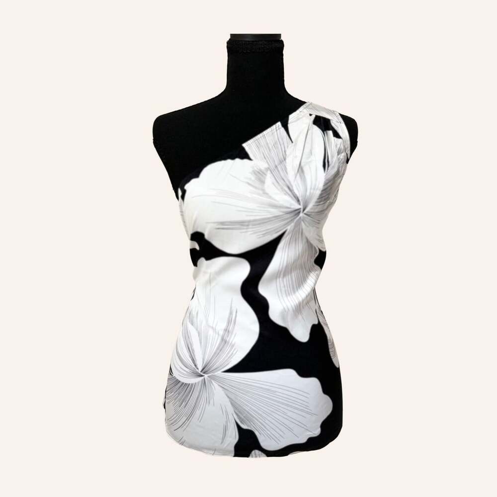 whitehouseblackmarket one shoulder floral satin top